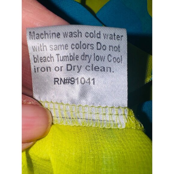 Yellow Blue Polka Dot Semi Sheer Cami Sleeveless Tunic Top XL Kawaii Swiftie - Picture 6 of 8